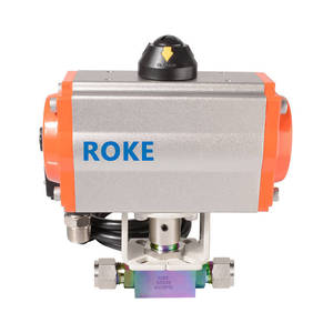 วาล์วลูกบอลนิวเมติก ROKE ขนาด 1/2 นิ้ว NPT เหล็กกล้าคาร์บอน สำหรับควบคุมสื่อที่เป็นกรดอ่อนและด่าง - Product Image 1