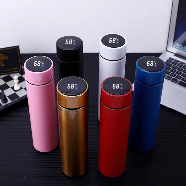 JY Customize Logo Modern Smart Water Bottle with LED Temperature Display Stainless Steel 500ml Vacuum Insulated Business Gift