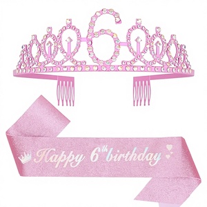 Set Corona e Fascia Rosa per Bambine di 6 Anni Crownia Leixi, Accessori per Feste di <span class=keywords><strong>Compleanno</strong></span> - Product Image 4