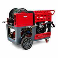 Machine de nettoyage de canalisations à distance 200 bars, équipement de débouchage de canalisations et de tuyaux avec moteur essence bicylindre 37 CV, 84 L/min