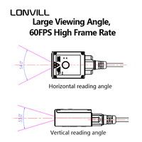 Escáner de Código de Barras Industrial Fijo LONVILL IP65 con Cable de 2 Metros, Gran Angular, Metal, Escaneo USB HID VCP para Cintas Transportadoras