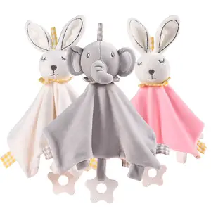 Edredón de felpa con forma de Animal para bebés recién nacidos, juguete relajante para dormir, con forma de toalla y sonajero - Product Image 1