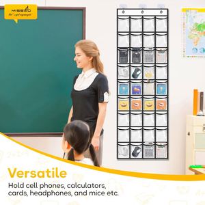 Organizador Plegable para Aula con 36 Bolsillos Transparentes, 61''x17.3'', de Tela No Tejida, para Colgar en Pared/Puerta, para Uso Escolar y de Oficina - Product Image 5