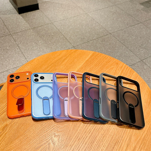 เคสโทรศัพท์แบบกันกระแทก รุ่น Fashion Bumper Matte Magnetic Strip พร้อมขาตั้งแม่เหล็ก สำหรับ iPhone 17 16 15 Pro Max  วัสดุโลหะและ PC ฝ้า ป้องกันการกระแทก - Product Image 2