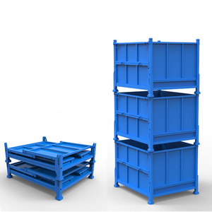 DJ <span class=keywords><strong>Metal</strong></span> Industrial Turnover Iron Box <span class=keywords><strong>Storage</strong></span> Rack Matériau pliant Cadre en plaque d'acier <span class=keywords><strong>Cage</strong></span> d'empilage pour le stockage d'équipement de cargaison - Product Image 4