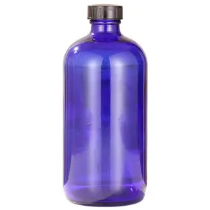 250 ml/500 ml/1000 ml Blue Boston Round Glass Bottle Glass Brown Medicine Bottle