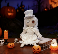 Poupées fantômes effrayantes d'Halloween, poupées en tissu à boutons noirs et blancs, jouets en peluche d'horreur gothique à succès pour la décoration, accessoires de fête