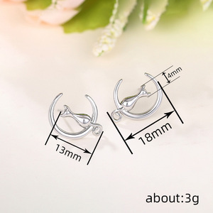 Pendientes de gato y luna para mujer, diseño lindo y dulce, accesorios para las orejas de uso diario - Product Image 4