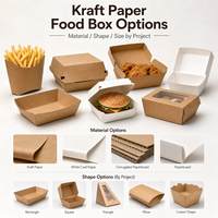 Boîtes pliables en papier kraft pour frites à emporter, emballages pour la restauration rapide