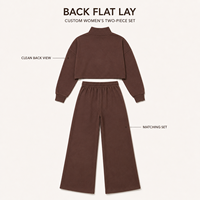 Ensemble 2 pièces personnalisé pour femme : Sweat-shirt court à col montant et demi-zip en molleton bouclette, et pantalon large à cordon de serrage pour un style décontracté urbain