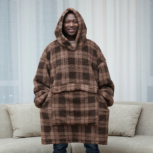 Bán Buôn Tùy Chỉnh Ấm Ấm Cúng Quá Khổ Sang Trọng <span class=keywords><strong>Flannel</strong></span> Sherpa Chăn Lớn Đội Mũ Trùm Đầu Áo Chăn Áo Cho Người Lớn - Product Image 4