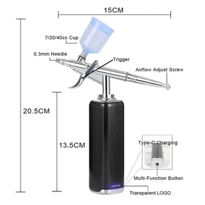 Rechargeable Airbrush Barber Toy Model Helmet Tshirt <b>Paint</b> Art Craft Textile Mural Cosmetic Makeup Nail Beauty Cake Compressor - Product Image 1