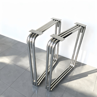 Pieds de table rectangulaires en acier inoxydable robustes, pour bureau d'ordinateur, table à manger, design à trois lignes