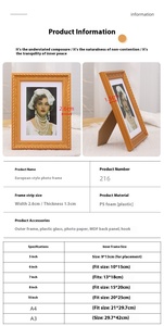 European Retro Gold Eco-Friendly Photo <strong>Frame</strong> 7 Inch <strong>8</strong> Inch A4 Certificate <strong>Frame</strong> A3 Wall <strong>Frame</strong> for Studio Wedding for DIY - Product Image 5