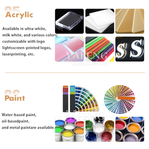 ضوء LED ، عرض مشرق اللون الطبيعي MDF عرض خفف من الزجاج معدن الألمنيوم الخشب الرقائقي لمتاجر التجزئة - Product Image 5