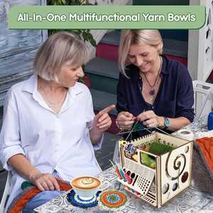 Custom All-in-One Wooden Yarn Bowls <b>Set</b> with Knitting Accessories, <b>Crochet</b> Tool Organizer, Gift for Craft Lovers - Product Image 2