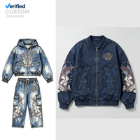 Veste matelassée zippée grande taille personnalisée à marque privée, épaisse, broderie aigle, style streetwear vintage, fournisseur de premier plan