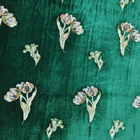 Tissu tricoté jacquard extensible en velours avec sequins 3D brodés en tube, résistant à l'abrasion, écologique, pour vêtements de mariage