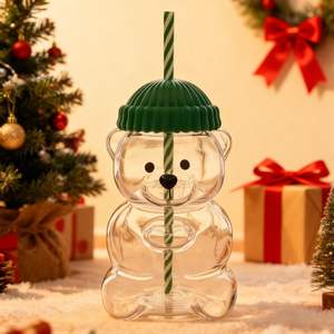 Klasik tasarım Teddy Bear şekilli cam Drinkware sevimli karikatür kahve ve suyu bardak Ins restoran kullanımı için çay ve süt için - Product Image 2