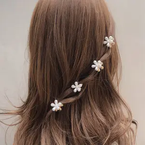 Mini pinces à cheveux rétro en forme de griffe de perle avec fleur de marguerite, frange artificielle douce, pinces à cheveux en forme de griffe de perle, Barrettes favorables pour dames