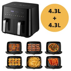 Gran oferta independiente dos ollas 4L 4.3L 8L <span class=keywords><strong>9L</strong></span> Freidora de aire dual digital Freidoras de aire doble inteligentes saludables para el hogar - Product Image 2