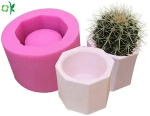 OKSILICONE 3D Cement Concrete Silicone Flower Pot Mold DIY Handmade Decoration Table Crafts Candle Making Flower Plants Pot Mold