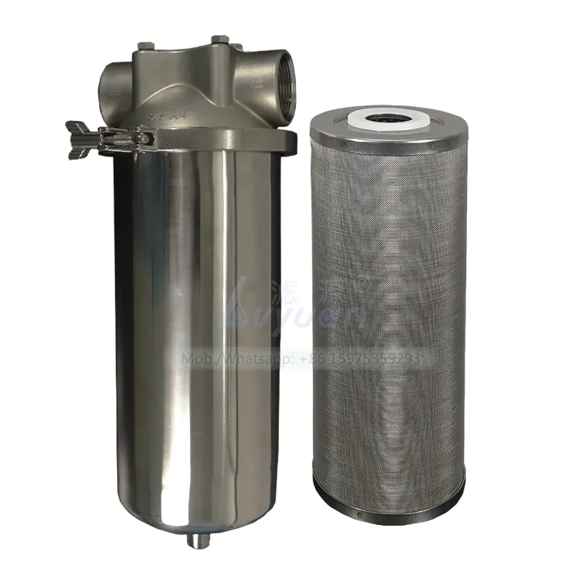 Pelarut Kimia Filtrasi 10 20 Inch 5 Micron Stainless Steel Cartridge Filter Housing untuk Besar Aliran Air