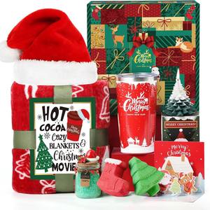 Cestas de regalo de spa de Navidad <span class=keywords><strong>para</strong></span> mujer con velas Bombas de baño Embalaje decorativo de vacaciones Sombrero de Navidad - Product Image 1