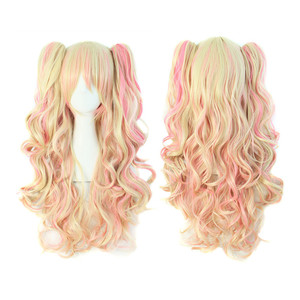 Colorful Water Wave Lace Front <b>Wig</b> Heat Resistant Synthetic Long Hair with Built-in Clips Lolita Anime Cosplay <b>Wigs</b> Halloween - Product Image 6