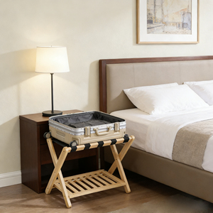 Solid Wood Wooden Foldable Hotel Room Luggage Rack Bathroom <b>Storage</b> Rack Used <b>for</b> Bedrooms Homestays and Guest Rooms - Product Image 2