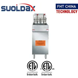 Сертификат ETL, Suoldax FHT, китайская Коммерческая газовая фритюрница на 5 горелок на 35 л, машина для фритюрницы для курицы