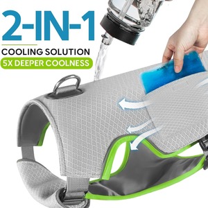 Gilet rafraîchissant pour chien en gros 2-en-1 avec gel froid activé par l'eau, prévient les coups de chaleur, harnais en maille réglable pour la marche en extérieur - Product Image 3