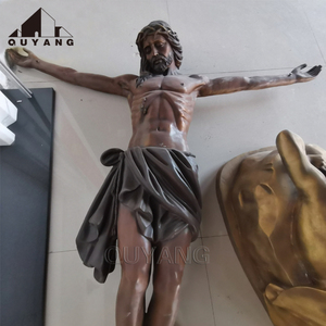 Escultura de Jesús Crucificado en la Cruz de Metal Bronce para Decoración de Iglesias Religiosas Occidentales QUYANG BSA-3202, Tamaño Personalizado - Product Image 2