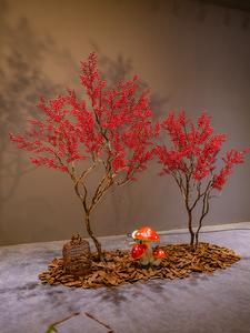 Mô phỏng màu Đỏ Berry bó nhà máy hoa khổng lồ Nhân Tạo Màu Đỏ cây ăn quả trang trí đám cưới - Product Image 6