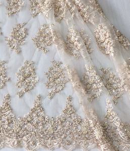 호화스러운 무거운 구슬로 만드는 레이스 tulle 자수 직물 금속 자수 디자인 당 복장 물자 - Product Image 5