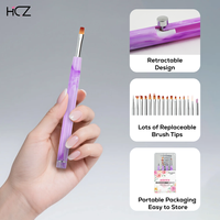 Hechunzi Nail Supplies Violet Marbré Printemps Plastique Interchangeable Brosse Nail Liner Professionnel Fine Line Nail Art Pinceaux
