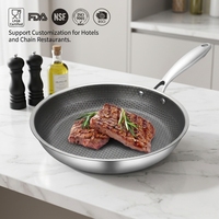 Wok antiadhésif en acier inoxydable 201 à une couche, en forme de nid d'abeille, pour la vente en gros, ustensiles de cuisine, poêle à frire, poêle à cuire pour usage en restaurant