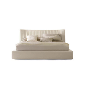 Lit double en forme de coquillage, en cuir véritable italien, 1,8 m, lit bas rembourré pour chambre principale - Product Image 5