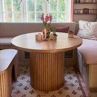 Ensemble table et chaises de salle à manger en bois naturel de style américain, style français vintage, en bois de rondins à grain vertical, personnalisable, mobilier RH