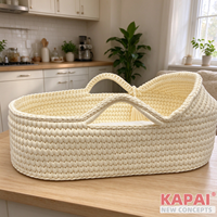 Panier de Moïse en crochet crème KAPAI 2026 – Lit de transport portable pour bébé – Idéal pour panier cadeau de naissance