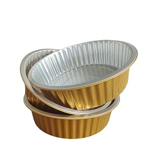 Conteneur alimentaire rond jetable en aluminium avec couvercle en plastique Emballage <span class=keywords><strong>de</strong></span> qualité alimentaire - Product Image 1