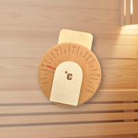 Termometer Higrometer Sauna Profesional Vapasauna VT058 Berbentuk Kayu Termal Teknologi Inframerah Jauh untuk Penggunaan Dalam Ruangan (Merah)