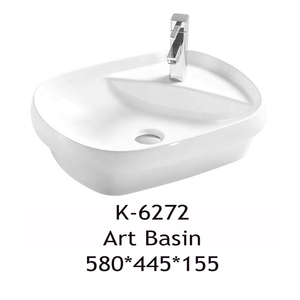 Tốt Top chất lượng nhà khách sạn thiết kế độc đáo Glossy Trắng Vanity bồn rửa bề mặt rắn một mảnh Lavabo gốm handmade rửa lưu vực - Product Image 2