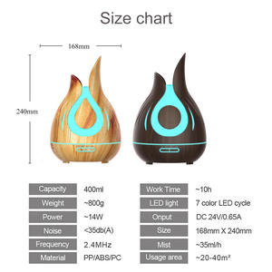 Humidificateur à effet bois 400 ml, diffuseur d'aromathérapie avec minuterie pour salle de bain et usage domestique - Product Image 4