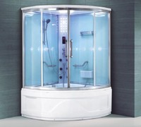 Baignoire Balnéo en Acrylique avec Panneau en Verre, Système de Massage et Vapeur pour Projets de Salle de Bain