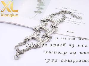 Fashion Name Bracelet Stainless Steel Gold Plated Personalized <b>Initial</b> Letter Bracelet Dainty Double <b>Chain</b> Jewelry Gift - Product Image 5