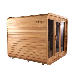 Salle de sauna extérieure à vapeur cubique en cèdre rouge traditionnel en bois massif pour le massage thermal à usage domestique - Product Image 3