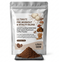 Poudre de café instantané aux champignons en vrac, certifiée HACCP, OEM ODM, ingrédients personnalisés, pré-entraînement, vitalité durable sans effet de chute, boisson