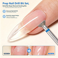 Fraise de polissage en diamant en forme de papillon pour la préparation des ongles, résistante à la chaleur et anti-corrosion, pour l'élimination de l'excès de gel