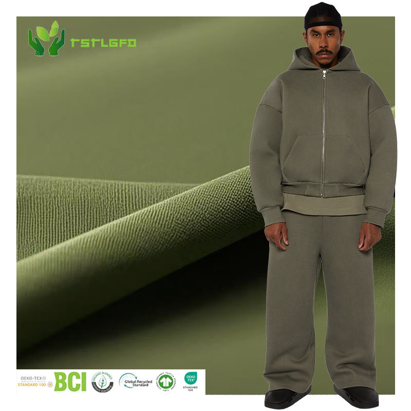 Sustainable Clothing Custom 420gsm Baggy Fleece 100% Cotton Luxury  Sweatpants Zip up Hoodie Tracksuit Set for Sweatsuit Men